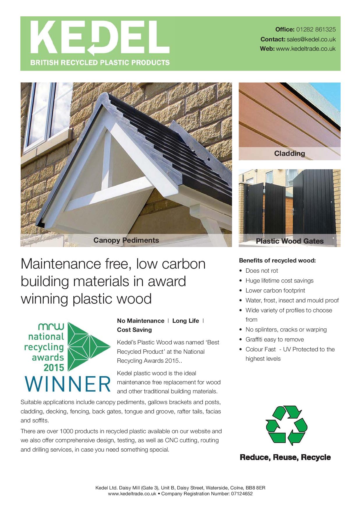kEDEL Building Material Leaflet product range recycled plastic
